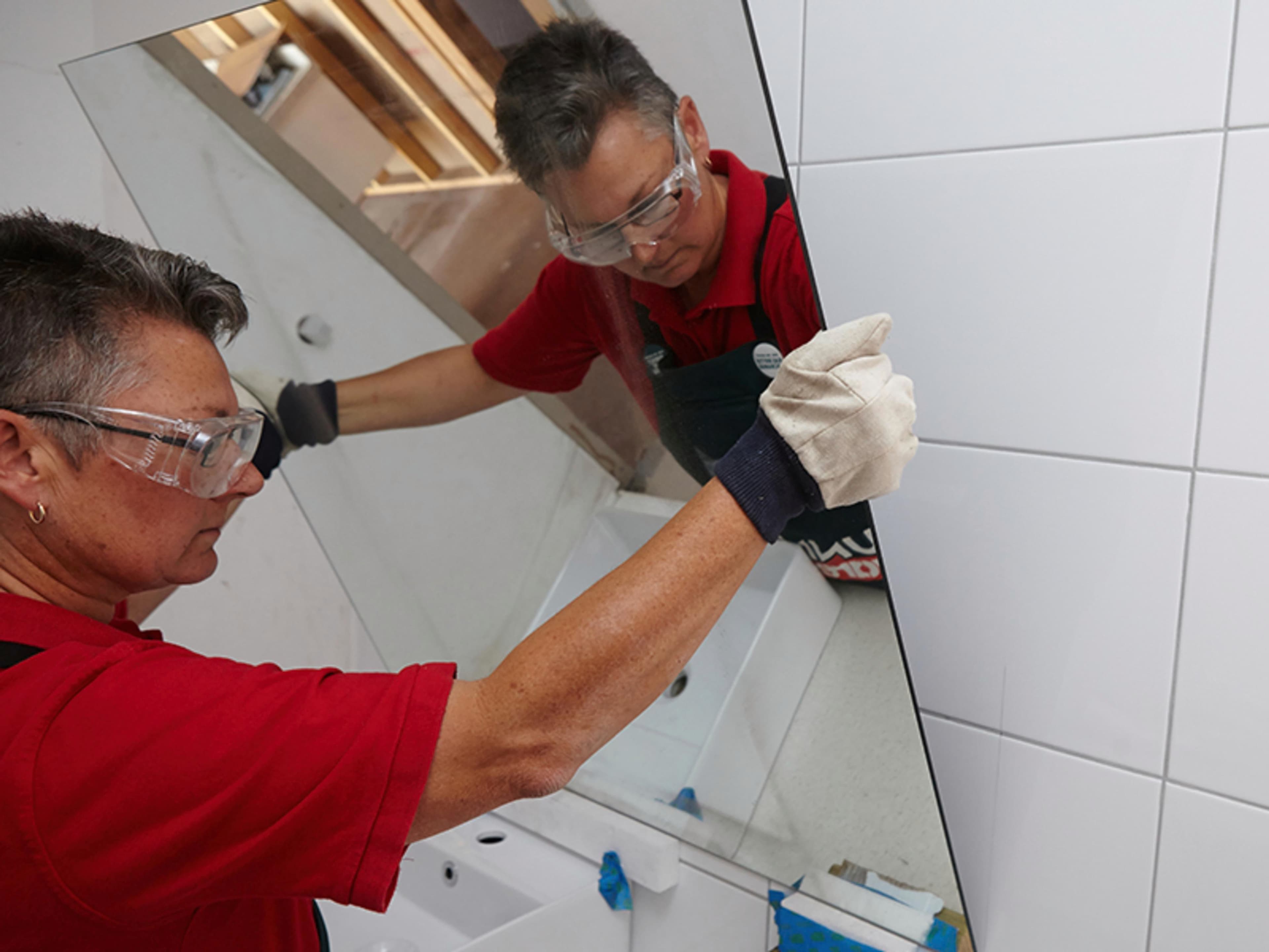 Bathroom mirror installation