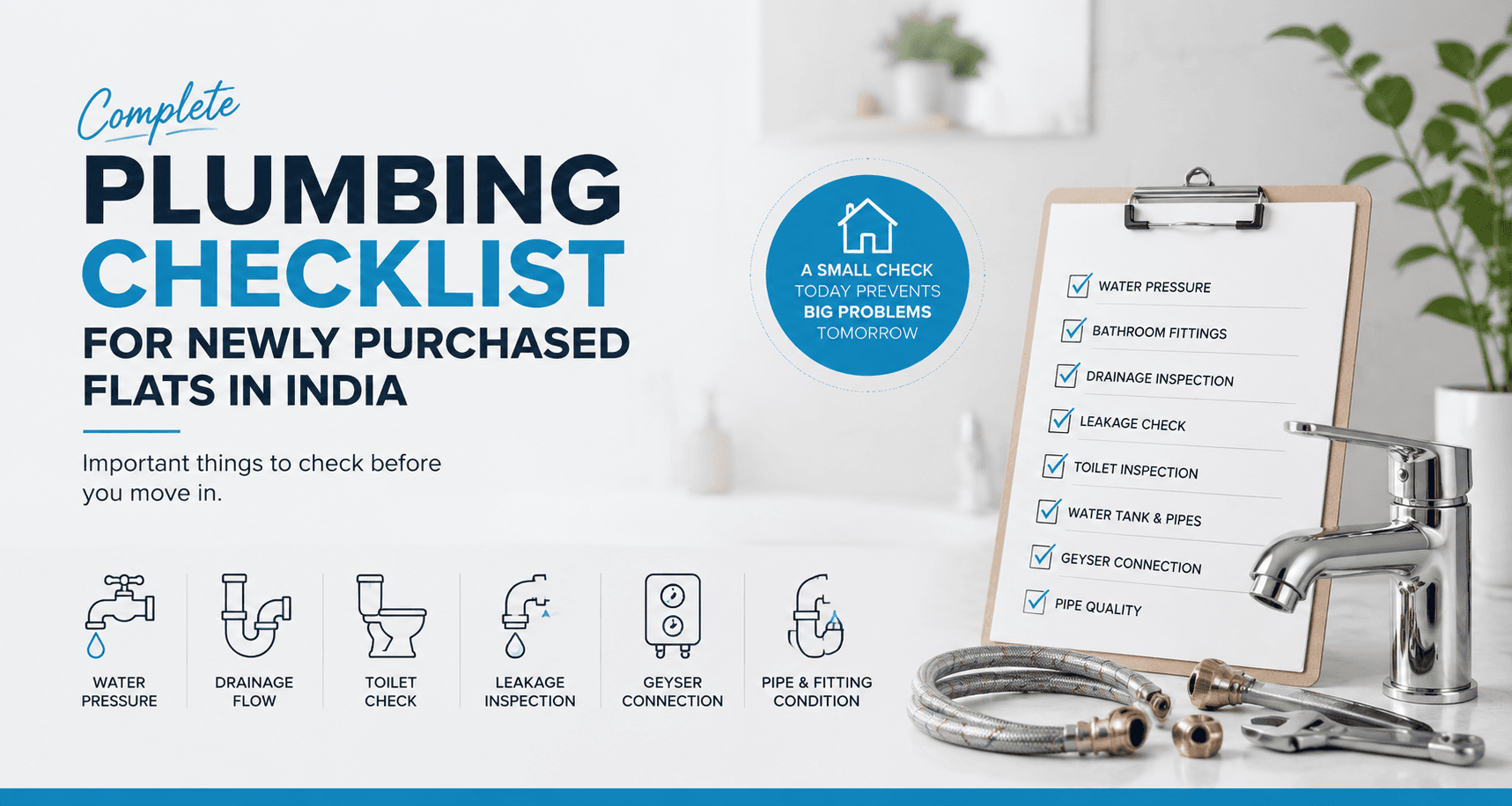 Plumbing Checklist for Newly Purchased Flats in India: