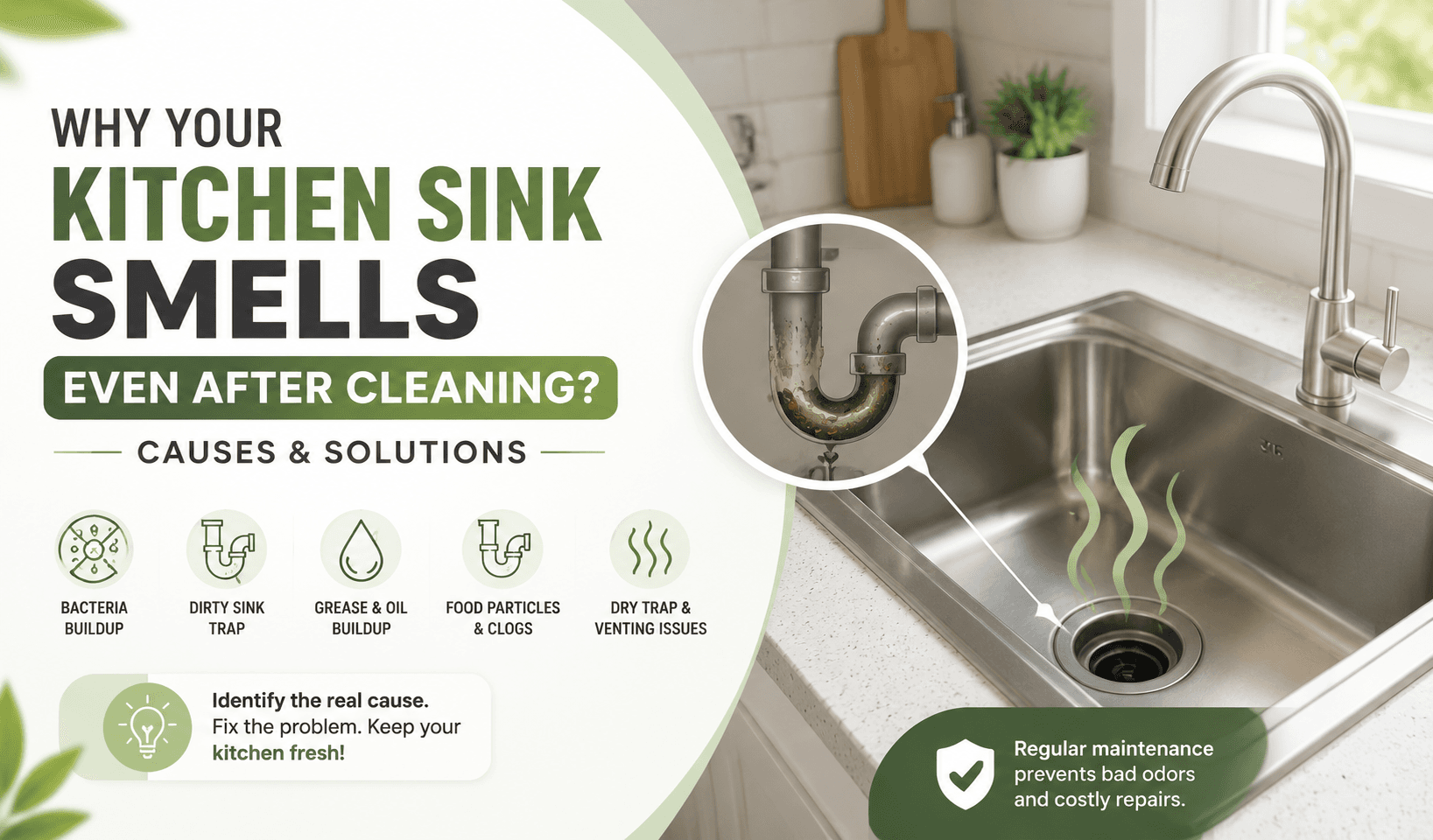 Why Your Kitchen Sink Smells Even After Cleaning? Causes & Solutions